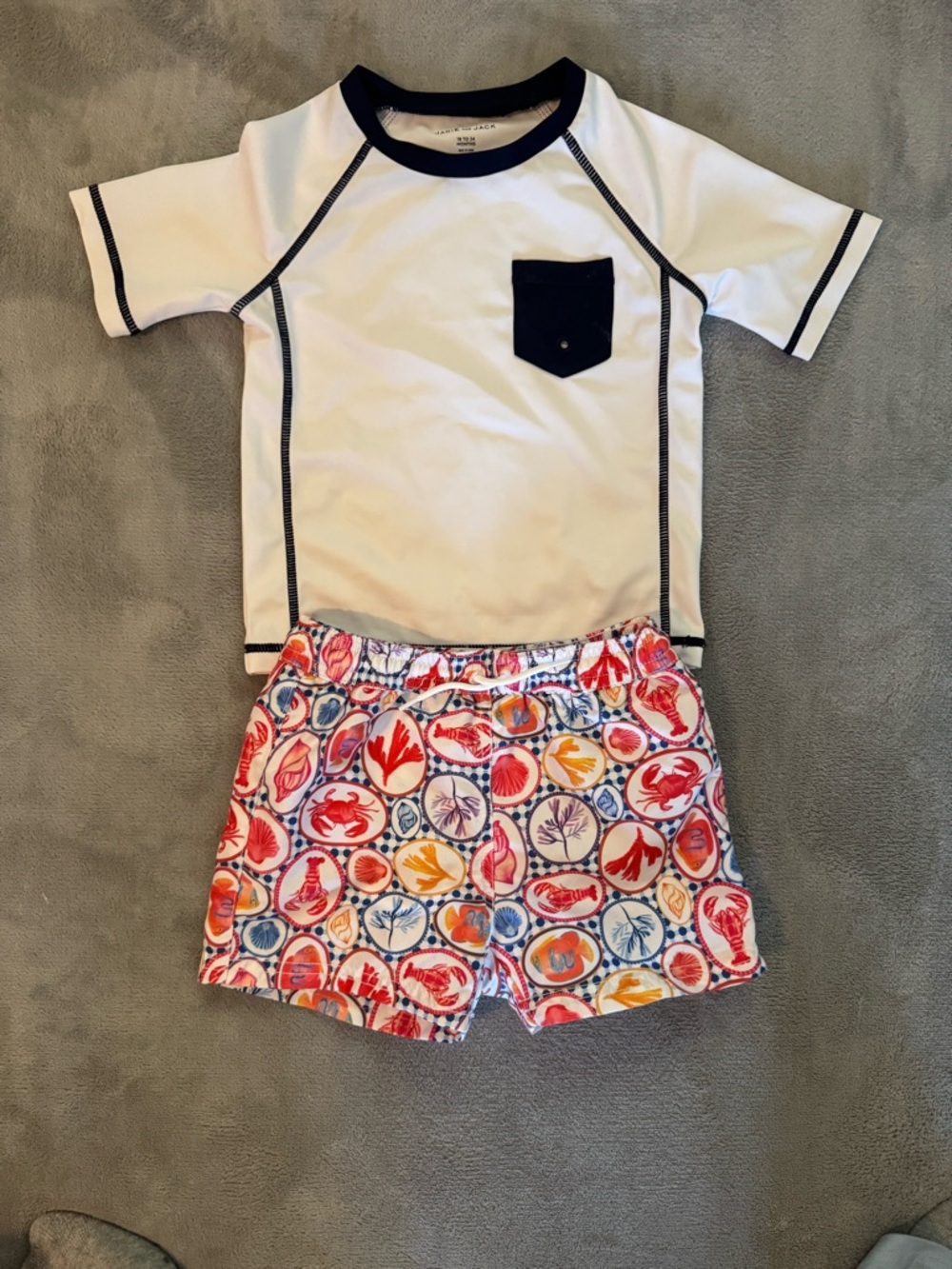 Janie and Jack Multicolor Seashell Print Swim Shorts